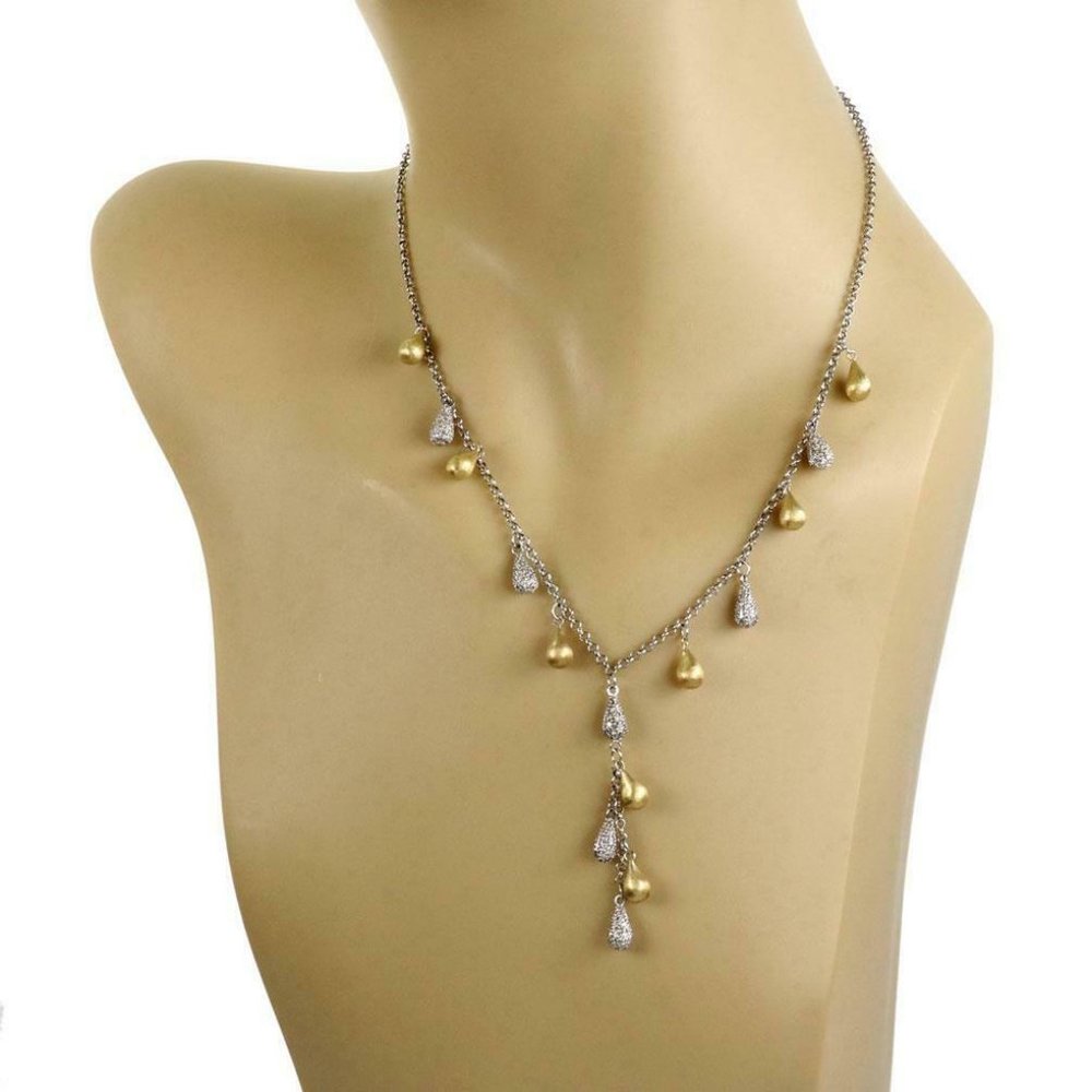 Estate 2.00ct Diamond 14k Gold Teardrop Necklace